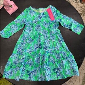 🆕🏝️💙Lilly Pulitzer💙🏝️Girls Mini Geanna Dress Dress in Keeping it Reel Size 8-10